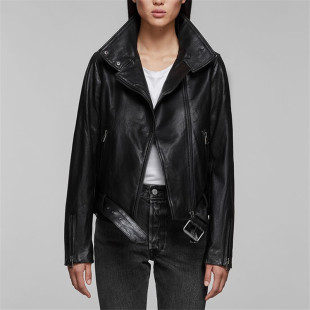 版 出口加拿大头层进口植鞣绵羊皮女款 修身 机车款 耐穿 皮衣腰带修身