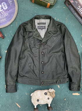 姜戈Django纯手作编织力作油蜡绿色植鞣蜡染无涂小幼马皮真皮皮衣