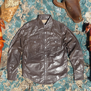 超薄0.4mmYKK珠面扣子意大利进口闭绒小山羊皮真皮皮衣男衬衫款