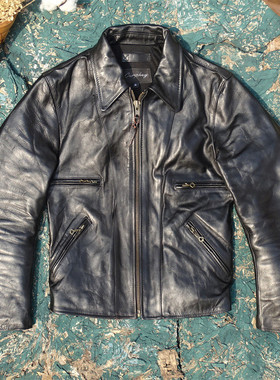 进口硬挺红茶芯马皮真皮皮衣Freddy英式直拉多口袋英伦翻领皮夹克