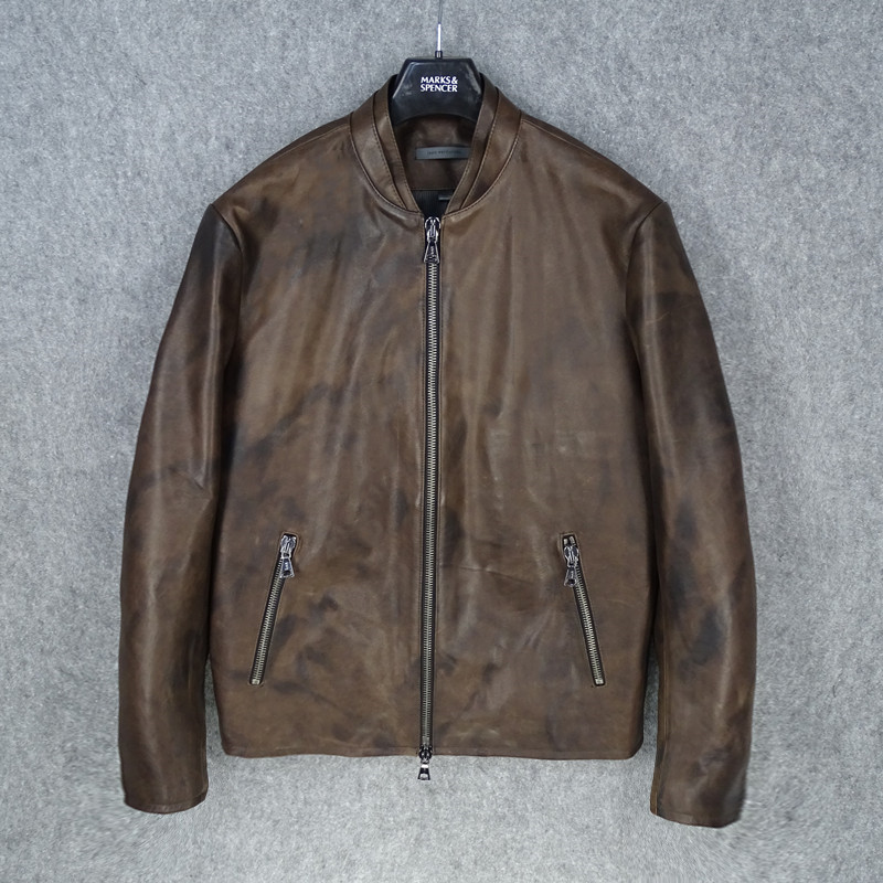 做旧进口修身显瘦意大利真皮皮衣