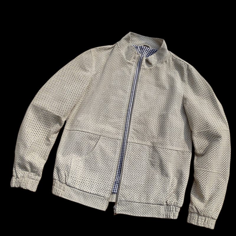 全身打孔透气皮衣