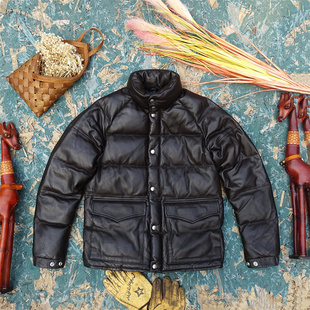 木村款冬季新款头层绵羊皮真皮皮衣男加厚白鸭绒羽绒服立领男款