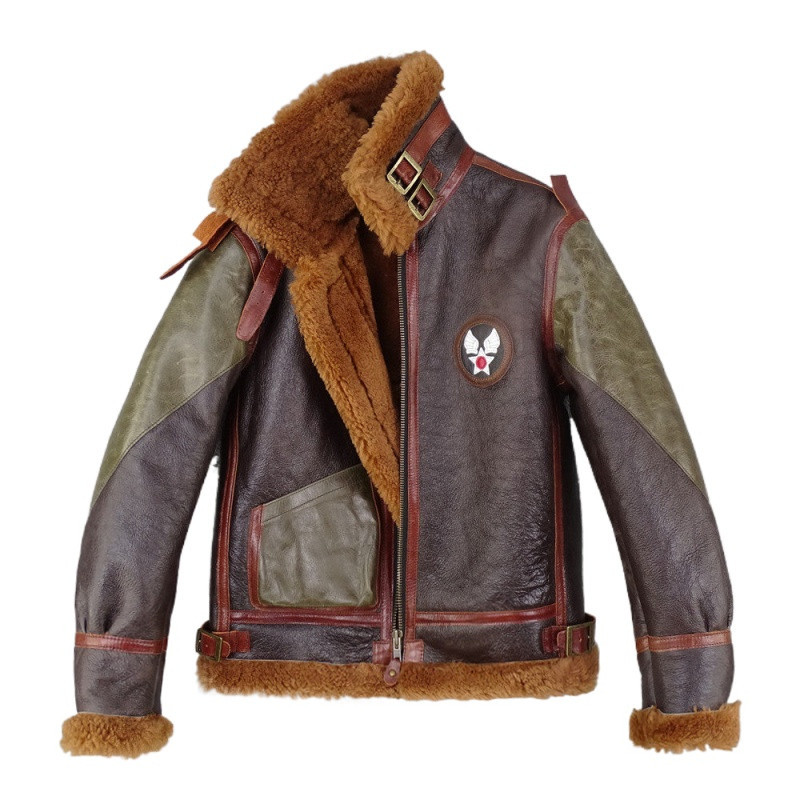 进口羊皮毛油蜡真皮皮衣