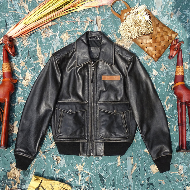 curphey真皮皮衣G2擦色飞行服