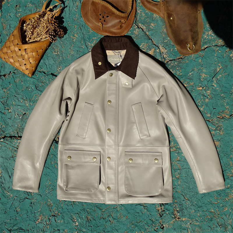 仅20件！进口柔软绵羊皮真皮皮衣男女同款英式猎装风衣微廓形宽松
