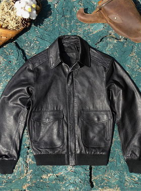 代工出美原版A2飞行意大利高奢大象纹绵羊皮真皮皮衣皮男皮夹克