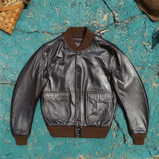 A1款头层进口新西兰绵羊皮真皮皮衣男飞行服皮夹克柔软舒适外套