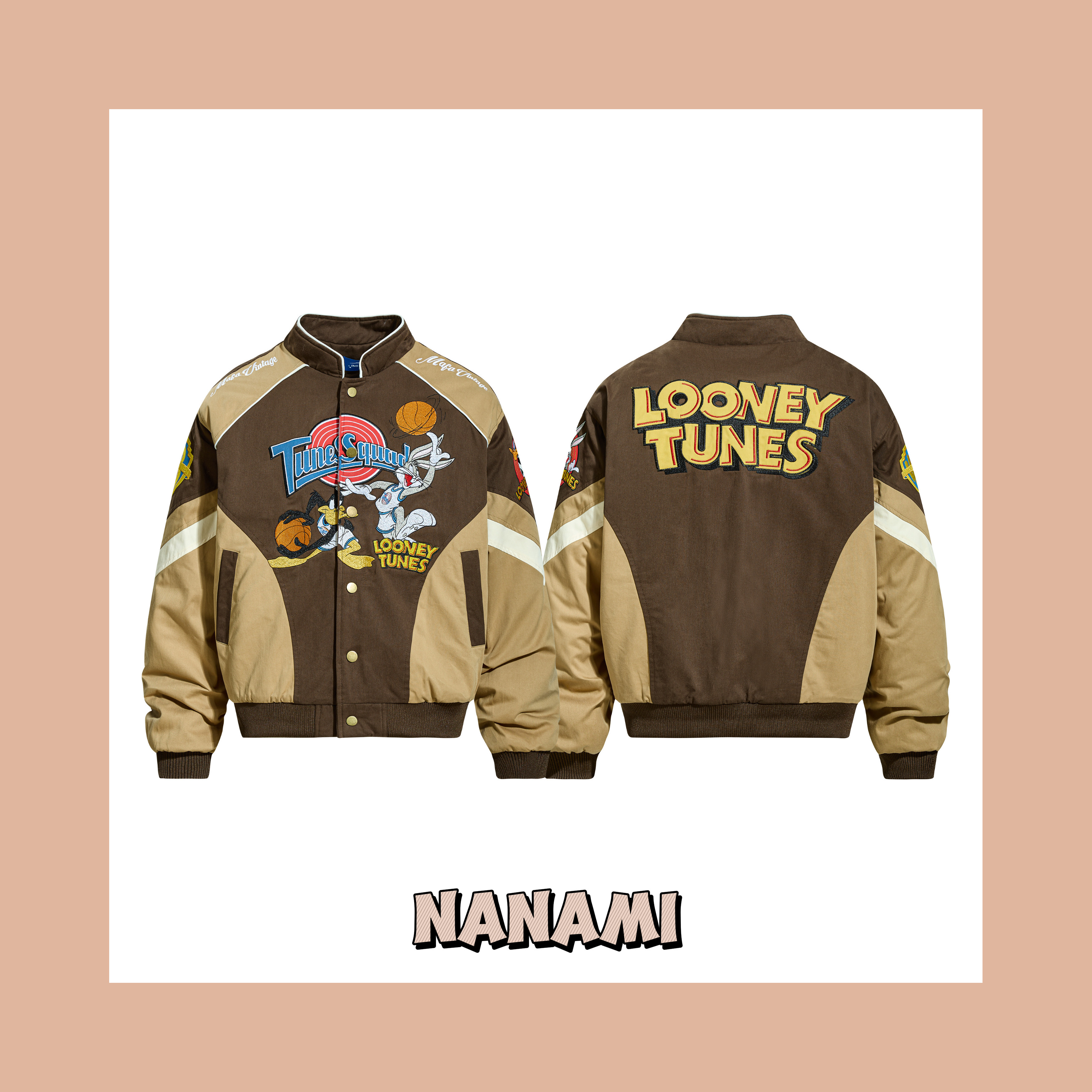 Nanami时尚小众潮卡通趣味重工刺绣男女款棉服外套w6126