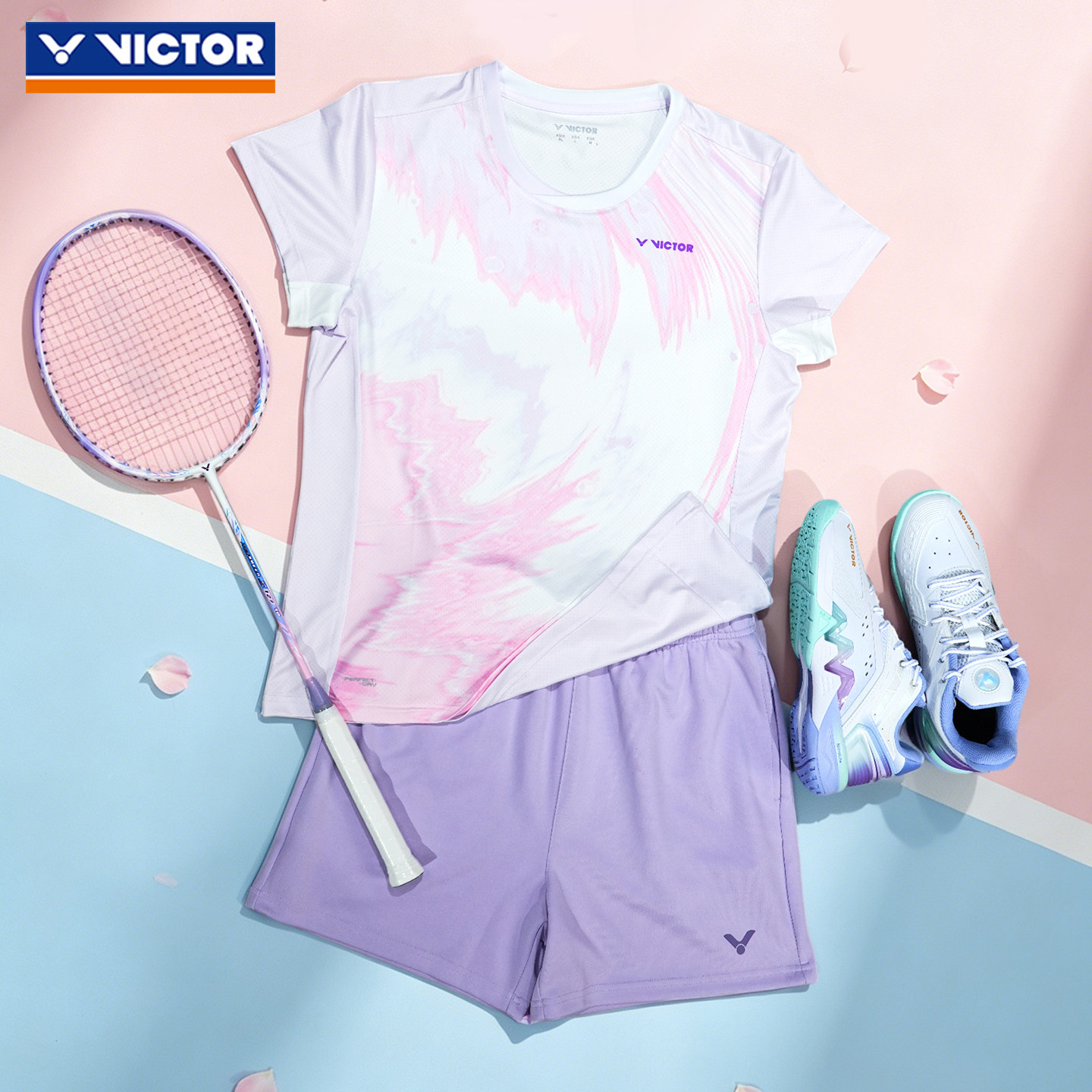 2026年新款victor胜利女式巨好看羽毛球服套装高颜值速干短