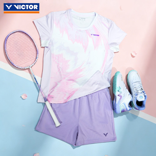 2026年新款victor胜利女式巨好看羽毛球服套装高颜值速干短袖透气