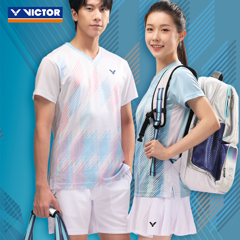 VICTOR威克多胜利羽毛球服大赛系列中性款针织T恤短袖T-50021