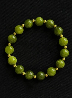 春夏橄榄石金色圆珠手链