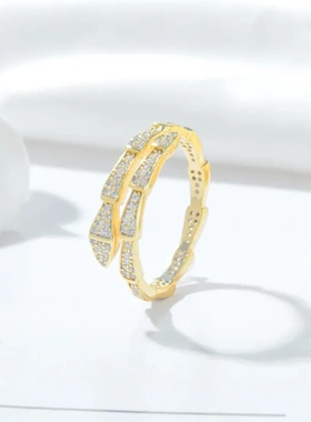 开口戒指女潮百搭个性蛇骨戒指