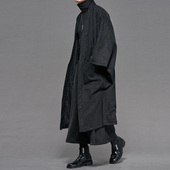 仿麂皮绒长款 年秋日系暗黑系艺术生宽松男女夹克休闲外套 道袍开衫