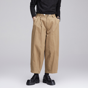 休闲男日系九分裤 高品质秋冬日式 复古剪裁阔腿休闲小直筒宽松时装