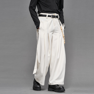 剪裁 艺术生剪裁新中式日系休闲宽松阔腿裤九分时尚小众男武士裤