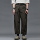 剪裁弯刀裤 绿色九分宽松直筒休闲裤 简约时尚 通勤工装 男士 高品质
