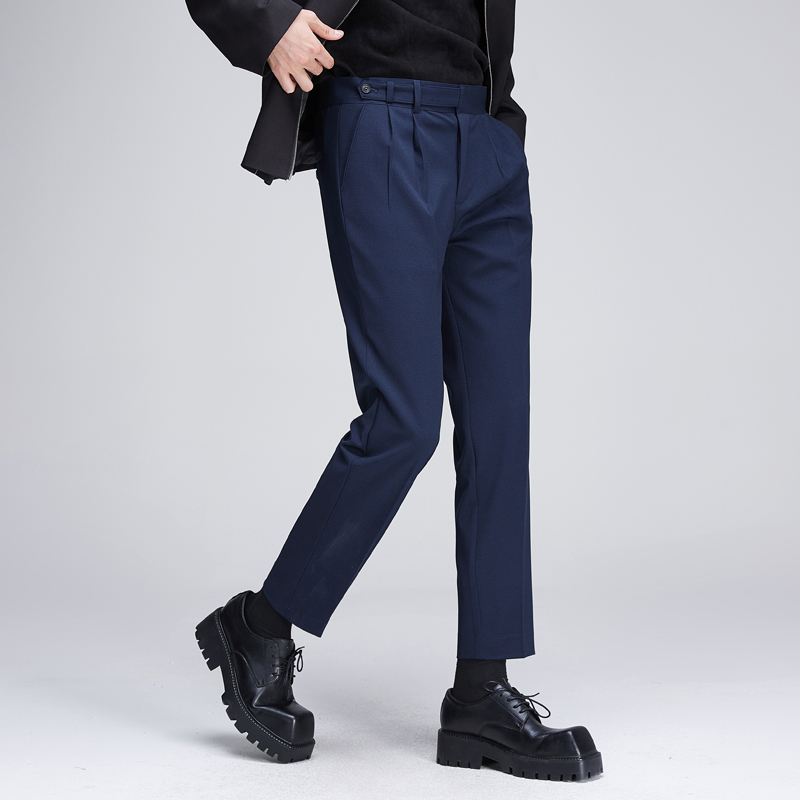 卡其色藏青色黑色灰色英伦那不勒斯高腰西裤百搭直筒男长裤子潮