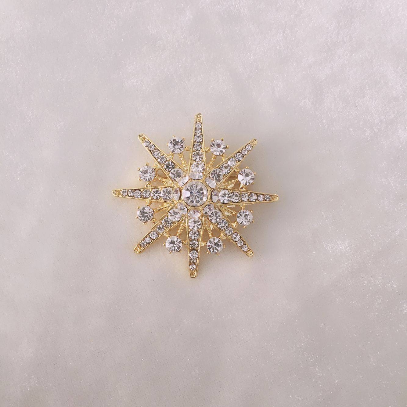 韩国精美满钻职业西服钻石星星胸针女衣饰配饰品胸花简约款别针扣