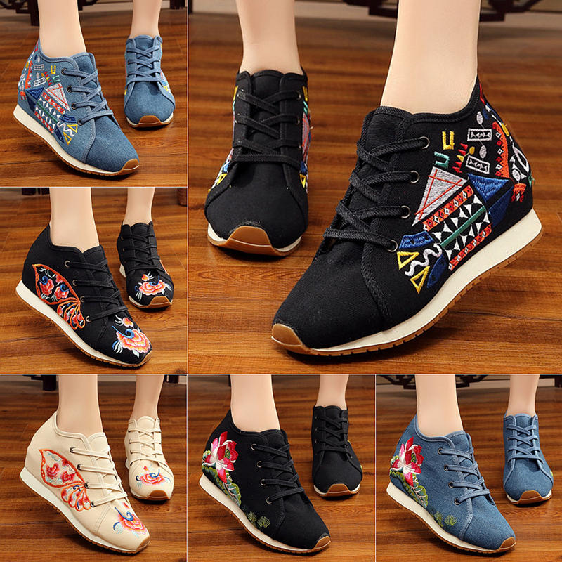 绣花鞋女民族风旅游女北京坡跟