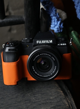 cam-in富士xs20相机真皮皮套 swift牛皮保护套X-S20相机底座 半套