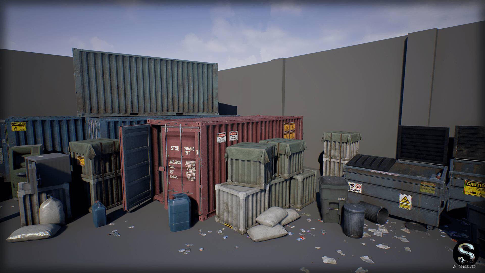 UE4 虚幻4 Industry Props Pack 4集装箱道具包 4.16