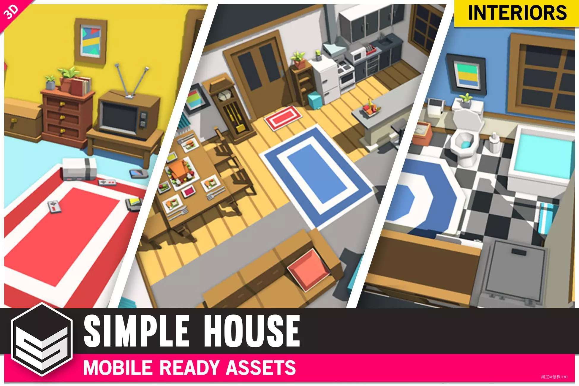U3D模型 室内Simple House Interiors Cartoon assets v1.01