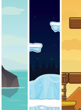 U3D 2d横版场景素材 Game Vectors - 10 Backgrounds