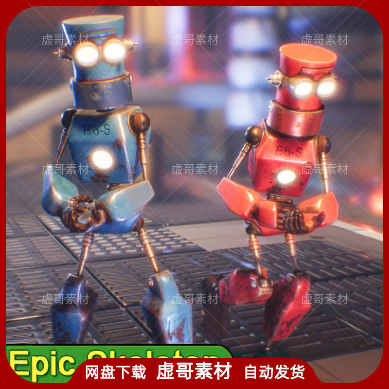 ue4ue5角色模型 funny robot 卡通科幻战斗型机器人游戏角色动画