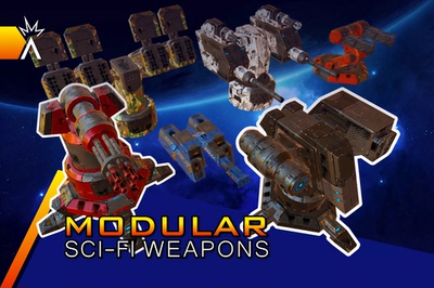 U3D武器模型 Modular Sci-Fi Weapons v2.1 同步更新