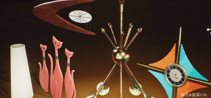 UE4 虚幻4 Retro Mid Century Mod Props VOL.5 各种柜子桌子模型