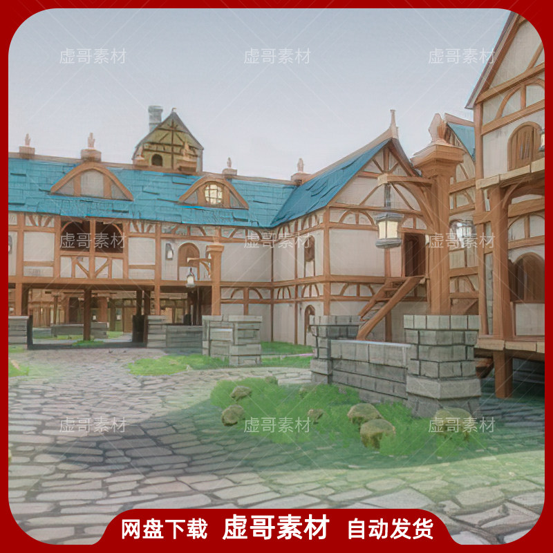 UE4UE5场景 Stylized Modular Medieval Town 卡通城镇城区场景