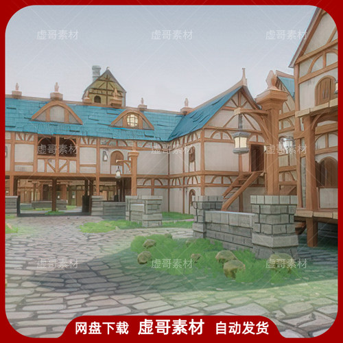 UE4UE5场景 Stylized Modular Medieval Town 卡通城镇城区场景