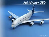 380 喷气式 1.0 Jet Airliner 客机模型 u3d模型