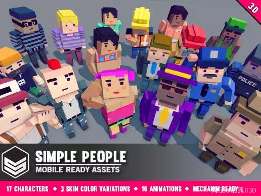 U3D 3D模型 Simple People- Cartoon Characters v1.32