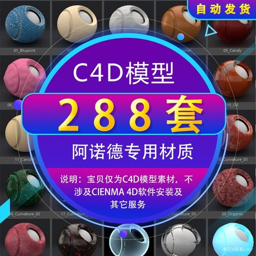 C4D插件 阿诺德Arnold渲染器材质预设合集纹理分类支持WIN MAC