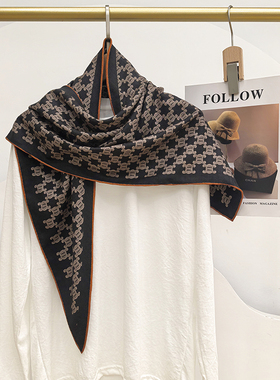 【张琪JIEJI专属】真丝羊毛三角巾女士秋冬保暖围巾空调披肩