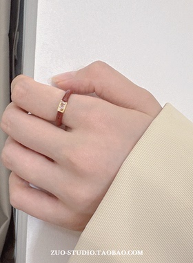 轻奢高级感红色滴釉锆石戒指