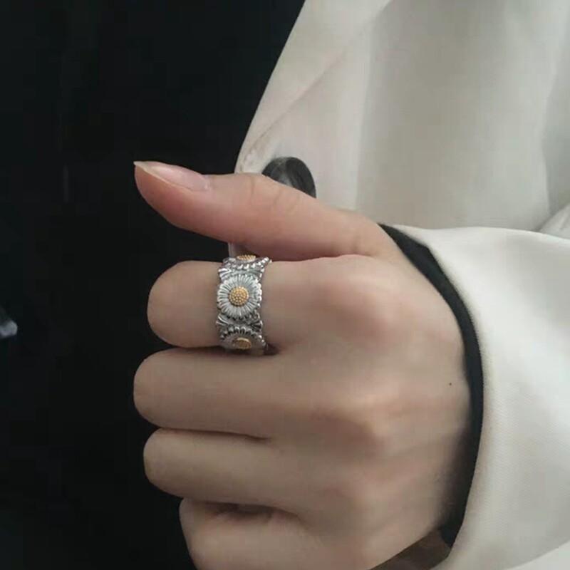 钛钢不掉色INS网红简约百搭潮人嘻哈权志龙GD小邹菊纯银色戒指男