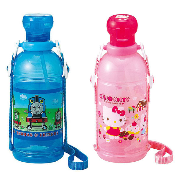 现货日本OSK托马斯Hello Kitty饮料瓶儿童水壶吸管杯带挂绳日本制
