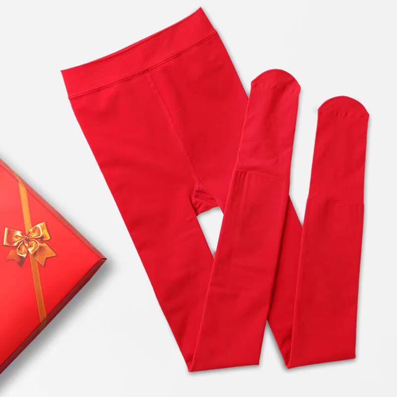 新娘结婚大红色打底裤连裤袜春秋丝袜冬季加绒加厚本命年外穿大码