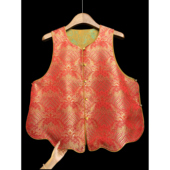 新中式 过新年红色喜庆桑蚕丝宋锦马甲女两面双穿高端国风真丝马甲