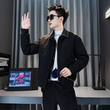 MF90-P148控198冬季社会小伙加厚保暖立领假两件棉服外套卡色2，男装棉衣，电商A220