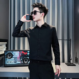 SC193-P58控88秋春季男士衬衣男潮流休闲衬衫长袖黑1，男装衬衫，电商A220