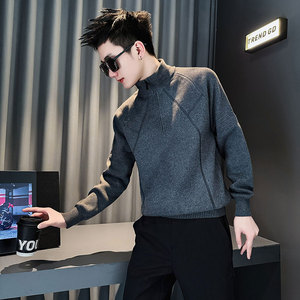 SM102-P78 控108 社会小伙店主风男潮毛衣针织衫深灰色1图片