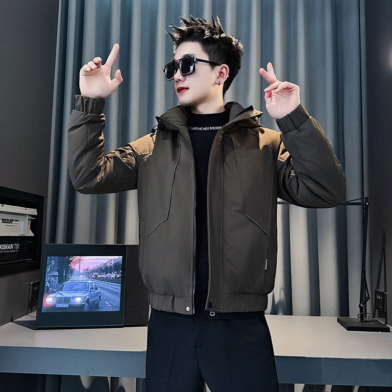 MF107-P138控178冬季社会小伙加厚保暖棉衣棉服连帽外套咖色1，男装棉衣，电商A220