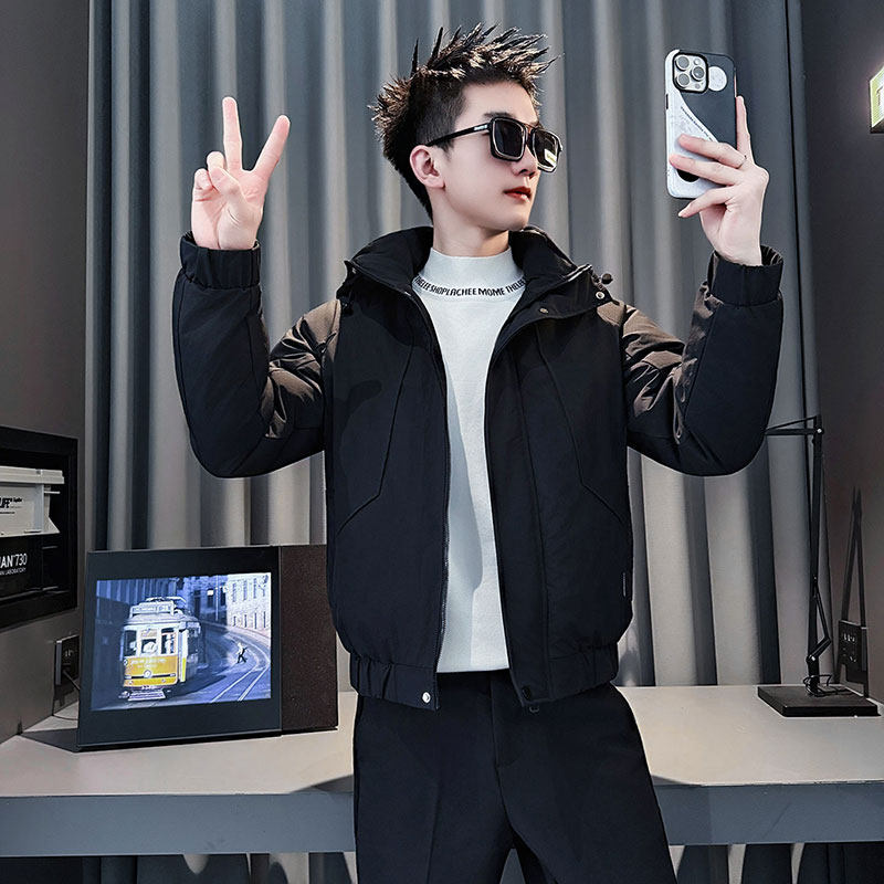MF107-P138控178冬季社会小伙加厚保暖棉衣棉服连帽外套黑色2,男装棉衣,电商A220