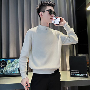 SM77-P78 控108 社会小伙店主风男潮毛衣针织衫 白1图片