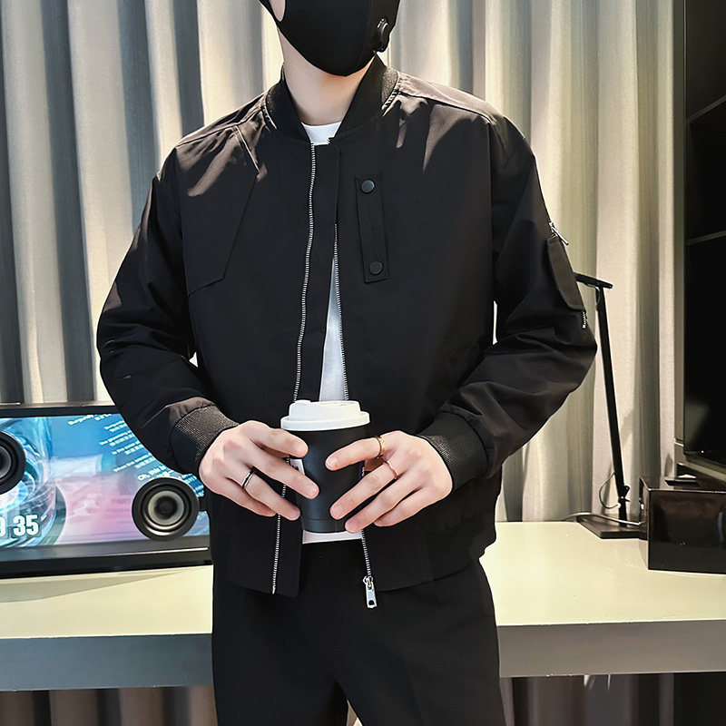 SJ44-P98 控138 2025春装社会小伙夹克外套店主风潮上衣 黑色1图片